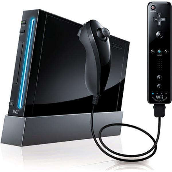 Wii F - WII - Nintendo Wii HW - System - BLACK - (NO GC) - USED