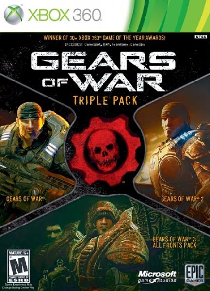 X360 Gears of War - Triple Pack - Gears of War / Gears of War 2 - All Fronts Pack is DLC - DLC MAY NOT BE INCLUDED