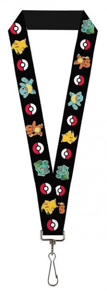 Lanyard - Nintendo - Pokemon - Pikachu Bulbasaur Charmander Squirtle pokeball - NEW
