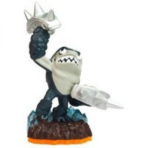 Skylanders - Giants - Figure - Orange Base - Earth - Terrafin - Shark Man Holding Silver Spikes - USED