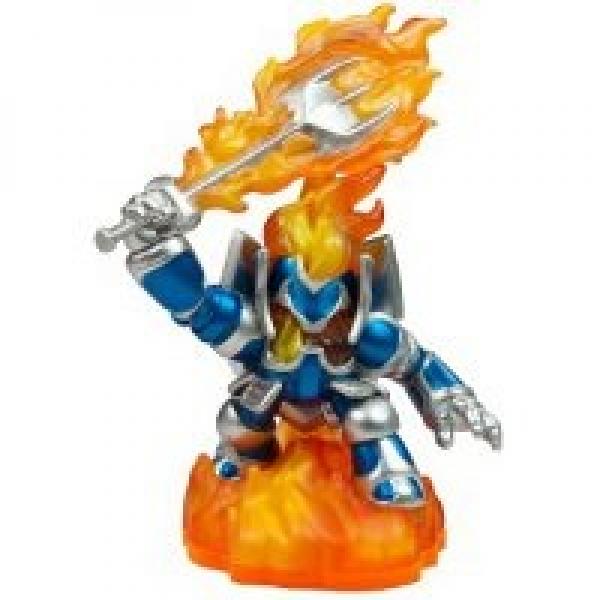 Skylanders - Giants - Figure - Orange Base - Fire - Ignitor - dark blue and silver armor w/ flame sword and fire helmet - USED