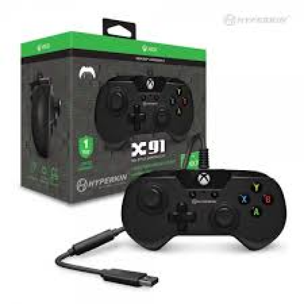 XSX XB1 PC USB Controller (3rd) - Wired - Hyperkin X91 Retro Style Controller - Black - NEW