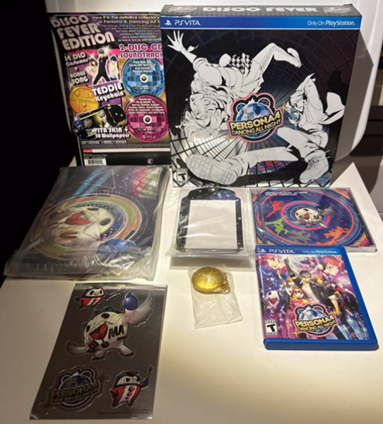 VITA Persona 4 - Dancing All Night - Disco Fever Edition - Complete with Big Box, Game, 2 Disc OST in Jewel Case, Vita Pouch, Teddie Keychain and Vita Skin Decal - DLC MAY NOT BE INCLUDED