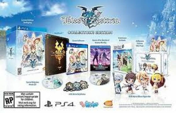 PS4 Tales of Zestiria - Collector's Edition - Complete with Big Box, Game in Plastic Case, Steelbook with OST CD, Dawn of the Shepherd Anime Blu-ray in Plastic Case, Artbook, 3 Retro Keychains and 4 Chibi Figures - DLC MAY NOT BE INCLUDED