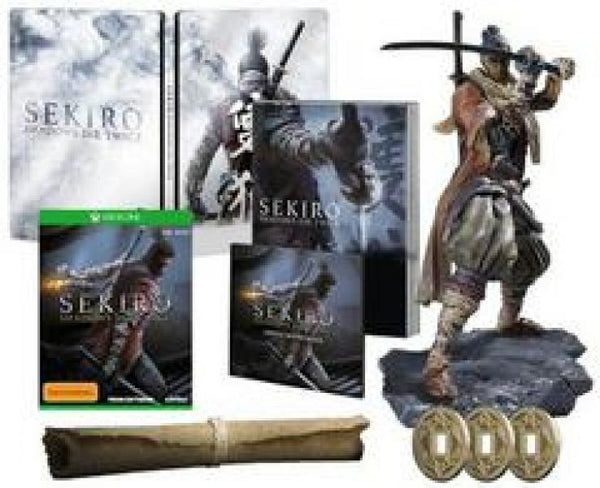 XB1 Sekiro - Shadows Die Twice - Collector's Edition - Complete in Box with Slipcover, SteelBook, Game, 8" Shinobi Statue, Map, 3 Replica Game Coins, and Collectible Artbook - DLC MAY NOT BE INCLUDED