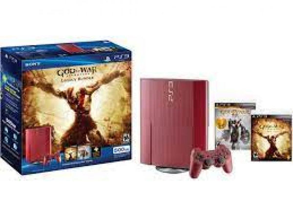 PS3 F - PlayStation 3 - System HW - Super Slim - 500 GB - 2012 - No PS2 - God of War Ascension Edition - Red - Includes God of War I, II, III, Ascension, Chains of Olympus DLC, and Ghost of Sparta DLC - DLC MAY NOT BE VALID - BRAND NEW & SEALED