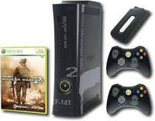 X360 Xbox 360 - System HW - Original Model - Call of Duty Modern Warfare 2 Limited Edition - With HDMI - Complete in Box with Limited Edition Console, 2 Controllers, 250 GB HDD, and Game - USED