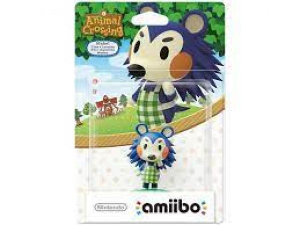 Amiibo - Brown Animal Crossing Base - Mabel - Animal Crossing - blue porcupine wearing a green plaid apron - NEW