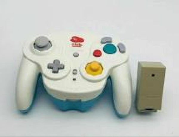GC GameCube Wireless Controller (1st) - WaveBird - Controller and receiver - Special Edition - Club Nintendo - White top and light blue bottom - USED
