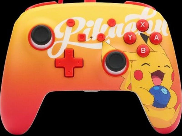 NS Switch Controller (3rd) - Wired - Enhanced PowerA - Pokemon - Oran Berry Pikachu - USED