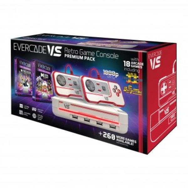 EVC Evercade - Home Console HW - VS Premium Pack - includes console, 2 controllers, and 18 total games on 2 game collection carts - Technos Arcade 1 and Data East arcade 1 - COMPLETE IN BOX - BRAND NEW AND SEALED
