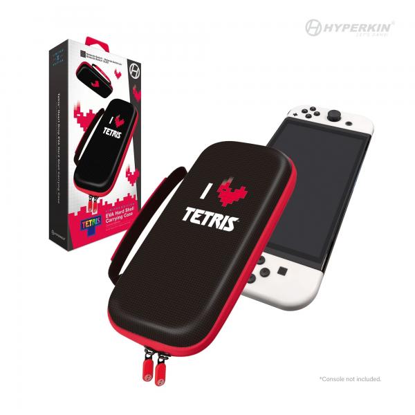 NS Switch - Carry Case For Nintendo Switch and Joy-Con - EVA Hard Shell - TETRIS - Limited Edition - Heart Drop - Hyperkin - black with hearts - NEW