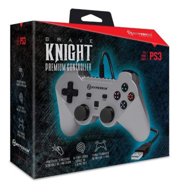 PS3 Controller (3rd) Wired USB - NEW - Brave Knight Premium Controller - Hyperkin - silver
