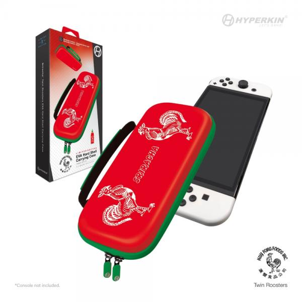 NS Switch - Carry Case For Nintendo Switch and Joy-Con - EVA Hard Shell - SRIRACHA Hot Sauce - Twin Roosters style RED - Limited Edition - Hyperkin - NEW