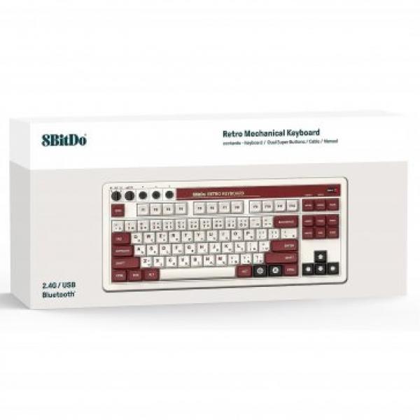 PC - Retro 87 Key Mechanical Keyboard (3rd) - Wired or Wireless - 8BitDo - Famicom Edition - NEW