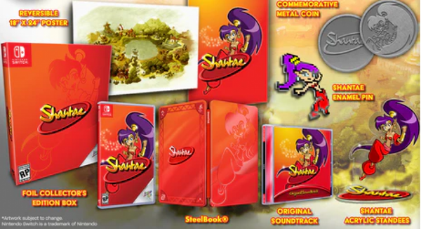 NS Shantae - Limited Run #83 - Collector's Edition - Complete in Box with Game, SteelBook, Soundtrack, Enamel Pin, Acrylic Standee, Coin, and Poster