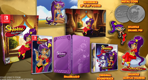 NS Shantae - Risky's Revenge - Director's Cut - Collector's Edition - Complete in Box with Game, SteelBook, Soundtrack, Enamel Pin, Acrylic Standee, Coin, and Poster
