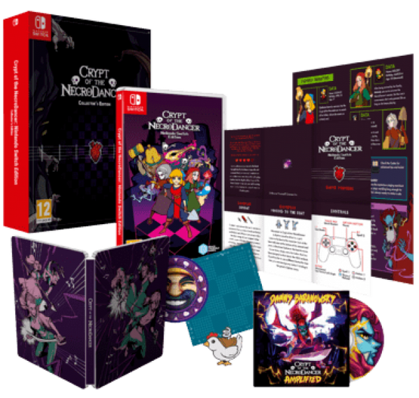 NS Crypt of the NecroDancer - Collector's Edition - Complete in Box with Game, Steelbook, Manual, Bandana, Enamel Pin, OST CD, and Amplified OST Mini-CD