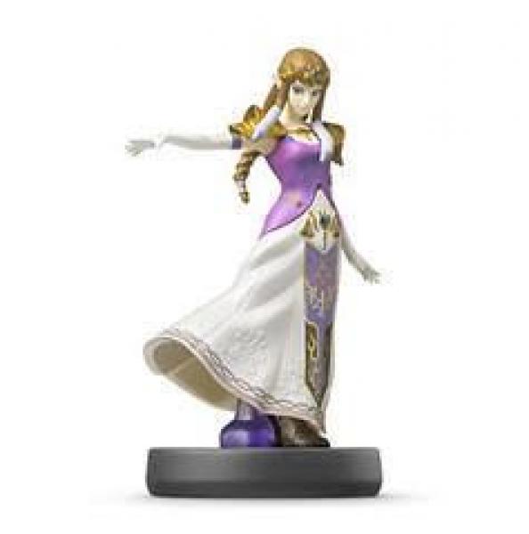 Amiibo - Gold Smash Base - Zelda - Legend of Zelda - pointy eared elf princess with pink top and gold crown with arm pointing away - USED