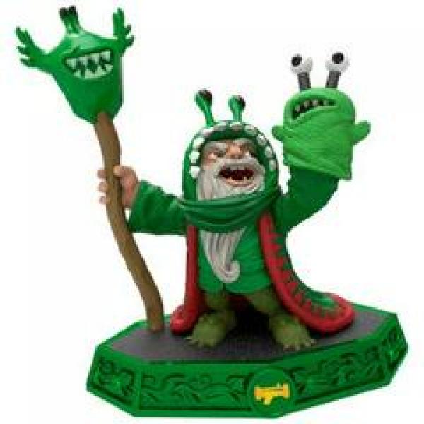 Skylanders - Imaginators - Sensei - Life - Chompy Mage - Dwarven guy in green robe with green sock puppet and staff with green creature - USED