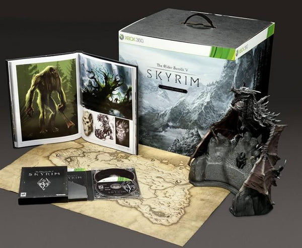 X360 Elder Scrolls V 5 - Skyrim - Collector's Edition - Complete in Box with Game, Statue, Art Book, Bonus Disc, and Map
