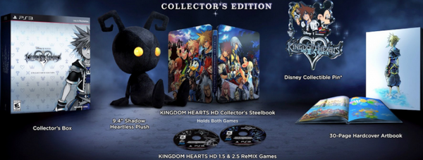 PS3 Kingdom Hearts HD 2.5 Remix - Collector's Edition - Complete with Big Box, Steelbook, 1.5 & 2.5 Game Discs, Heartless Plush, Art Book and Pin