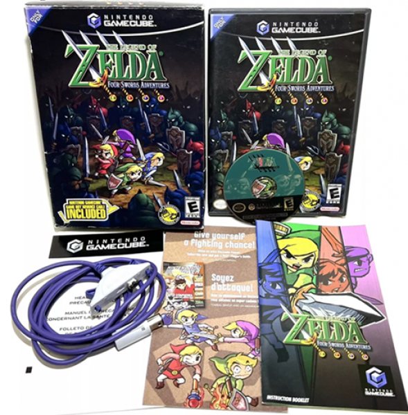 GC Legend of Zelda - Four Swords Adventures - Big Box - Complete with Outer Box, Game and GBA Link Cable