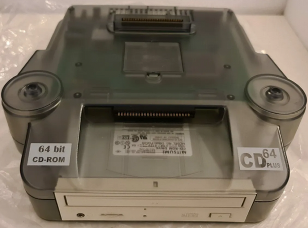 N64 CD64 Plus - CD ROM Drive Attachment - NO POWER / UNTESTED - AS-IS