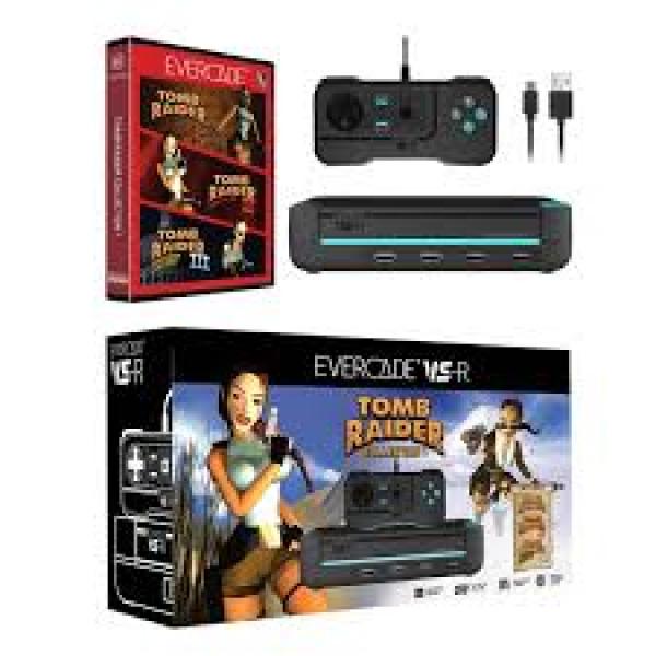 EVC Evercade - Home Console HW - VS-R Tomb Raider BUNDLE - includes console, 1 controller, and Tomb Raider collection 1 game cart - 3 games total - Tomb Raider 1 I, 2 II, 3 III - COMPLETE IN BOX - BRAND NEW AND SEALED