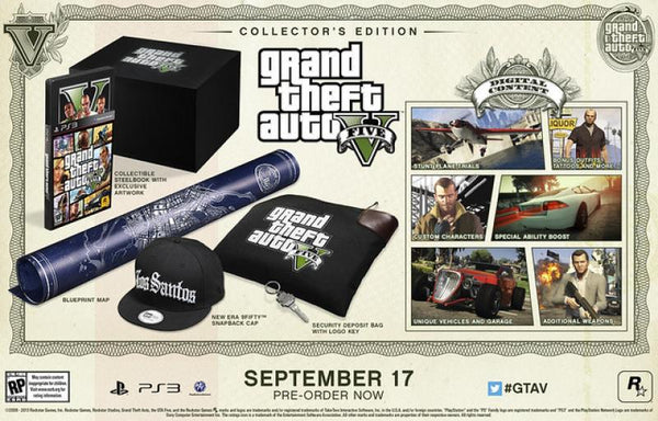 PS3 Grand Theft Auto V 5 - Collectors Edition - Complete with Big Box, Steelbook, Game, Map, Cap, Bag and Key