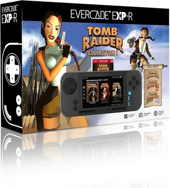 EVC Evercade - EXP-R Handheld HW - Evercade EXP-R Handheld - Premium Pack - COMPLETE IN BOX - Includes Tomb Raider collection 3 games on 1 cartridge - Black - NEW