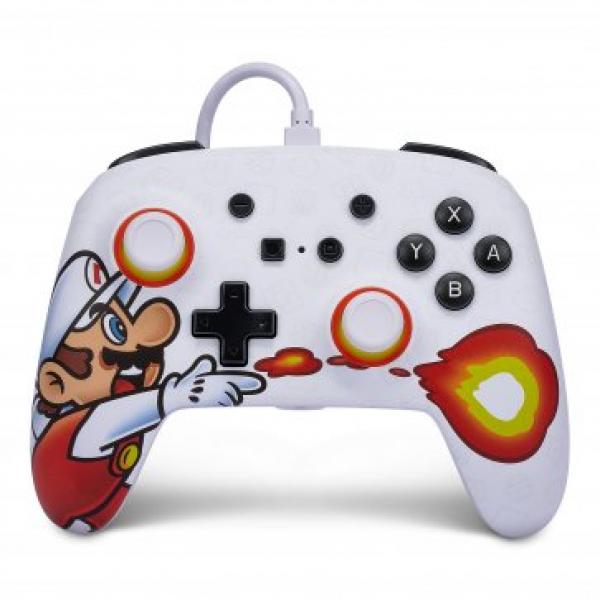 NS Switch Controller (3rd) - Wired - Enhanced PowerA - Super Mario - Fireball Mario - NEW