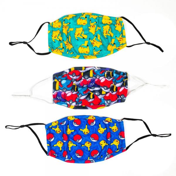 Gamer Gear - FACE MASKS - 3-pack - Nintendo - Pokemon - NEW
