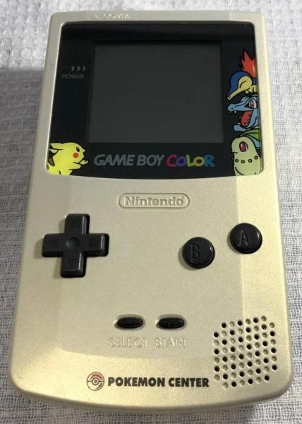 GBC Game Boy Color - System HW - Pokemon Gold and Silver - Pokemon Center Edition - Pikachu on left and starters on right - USED