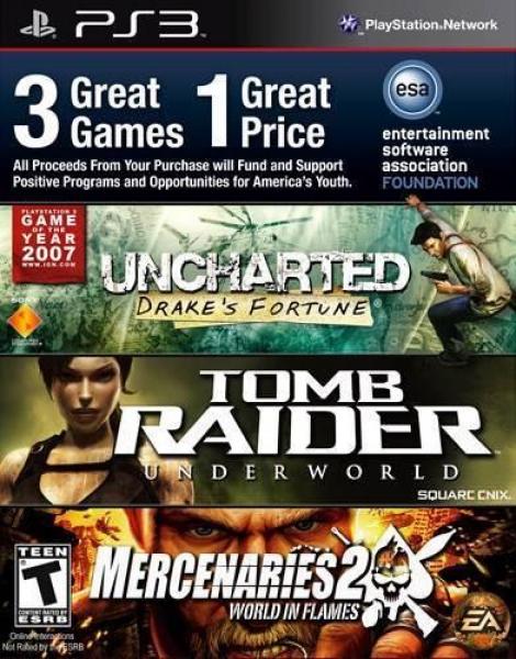 PS3 ESA Foundation - 3 Pack - Uncharted / Tomb Raider Underworld / Mercenaries 2