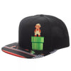 Gamer Hat - Nintendo - Super Mario - 8bit Super Mario Bros NES screenshot photo - flat bill snapback - black