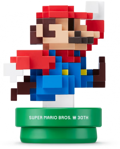 Amiibo - Green Pipe Base - 30th Anniversary Mario - Modern Color - Super Mario Bros. - Pixelated 8-bit Mario colored red and blue - USED