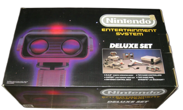 NES System HW - Deluxe or Test Market Set - Complete in box with ROB, Zapper, console, 2 controllers, and Gyromite & Duck Hunt games - USED