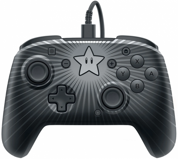 NS Switch Controller (3rd) - Wired - Faceoff Pro Controller - Super Mario - Star - Black - PDP - USED