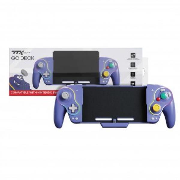 NS Switch Gamecube Deck (3rd) TTX - adds Gamecube style controllers to your Regular or OLED Switch - Indigo Purple - NEW