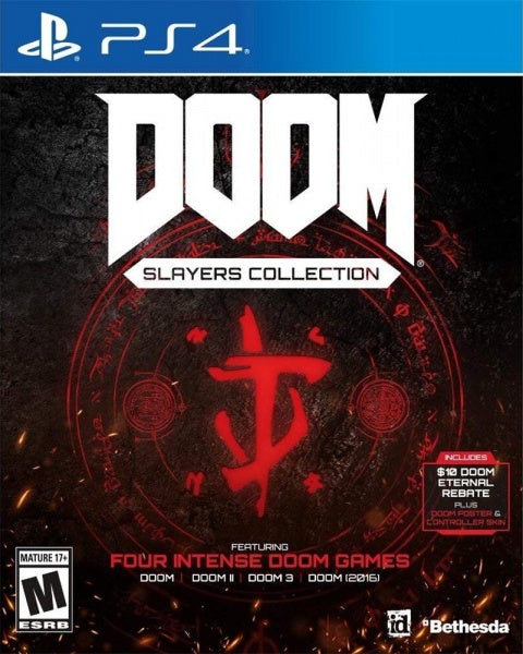 PS4 Doom - Slayers Collection - with Poster and Controller Skin - Doom 2016 on Disc - Doom 1 / 2 / 3 are DLC - DLC MAY NOT BE INCLUDED