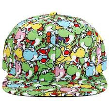 Gamer Hat - Nintendo - Super Mario - Yoshi - Characters all over - flat bill snapback - NEW
