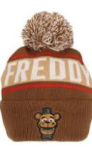 Gamer Hat - Five Nights at Freddys FNAF - Freddy Fazbear - beanie with pom - brown