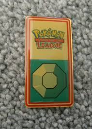 Pokemon Kanto League Trading Card - Enamel Pin Badge - Boulder Gym Badge - Nintendo and Wizards of the Coast 1999