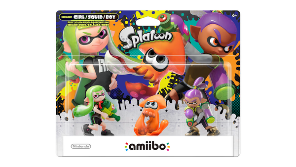 Amiibo Splatoon 3-Pack - Alt Colors - Green Inkling Girl / Orange Squid / Purple Inkling Boy - NEW