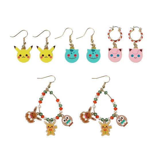 Gamer Gear - EARRINGS - Nintendo - Pokemon - 4 pack - Christmas ornament style - NEW