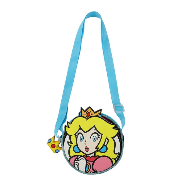Gamer Bags - Purses and Handbags - Super Mario - Princess Peach With Crown - Crossbody Purse - Incandescent Pink - NEW
