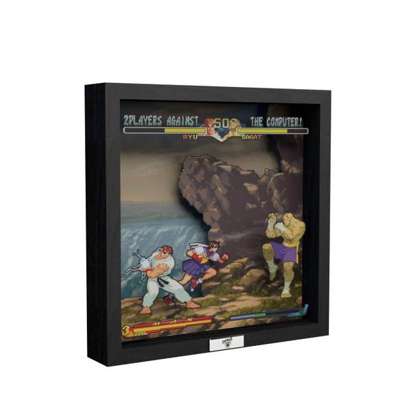 Gamer Gear - FRAMED ART - 9x9 in - Pixel Frames - Shadow Box Art - Street Fighter Alpha 2 - Dramatic Battle - NEW