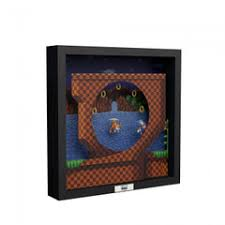Gamer Gear - FRAMED ART - 9x9 in - Pixel Frames - Shadow Box Art - SEGA - Sonic the Hedgehog - Green Hill Zone Loop with rings - NEW