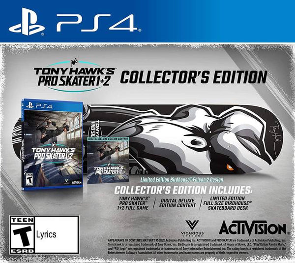 PS4 Tony Hawk's Pro Skater 1 + 2 - Collector's Edition - Complete in Box with Game and Skateboard Deck - DLC MAY NOT BE INCLUDED